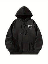 Load image into Gallery viewer, Women Hooded Sweatshirt Black Pullover Graphic Love Sweatshirt
