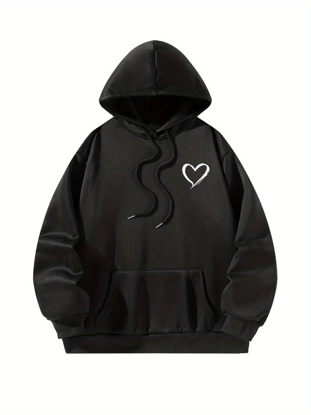 Women Hooded Sweatshirt Black Pullover Graphic Love Sweatshirt