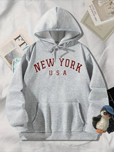 Load image into Gallery viewer, Women Hoody Sweatshirt Gray Pullover Graphic Alphabets  City NEW YORK Sweatshirt
