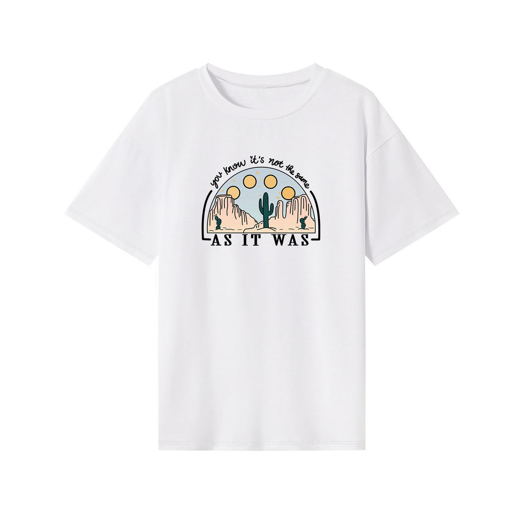 Women White Crewneck T-Shirt Pullover Graphic T-Shirt