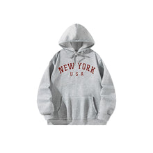 Load image into Gallery viewer, Women Hoody Sweatshirt Gray Pullover Graphic Alphabets  City NEW YORK Sweatshirt
