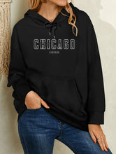 Load image into Gallery viewer, Women Hoody Sweatshirt Black Pullover Graphic Alphabets CHICAGO City Sweatshirt
