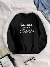 Load image into Gallery viewer, Women Crewneck Sweatshirt Black Pullover Graphic  Alphabets MAMA  Sweatshirt
