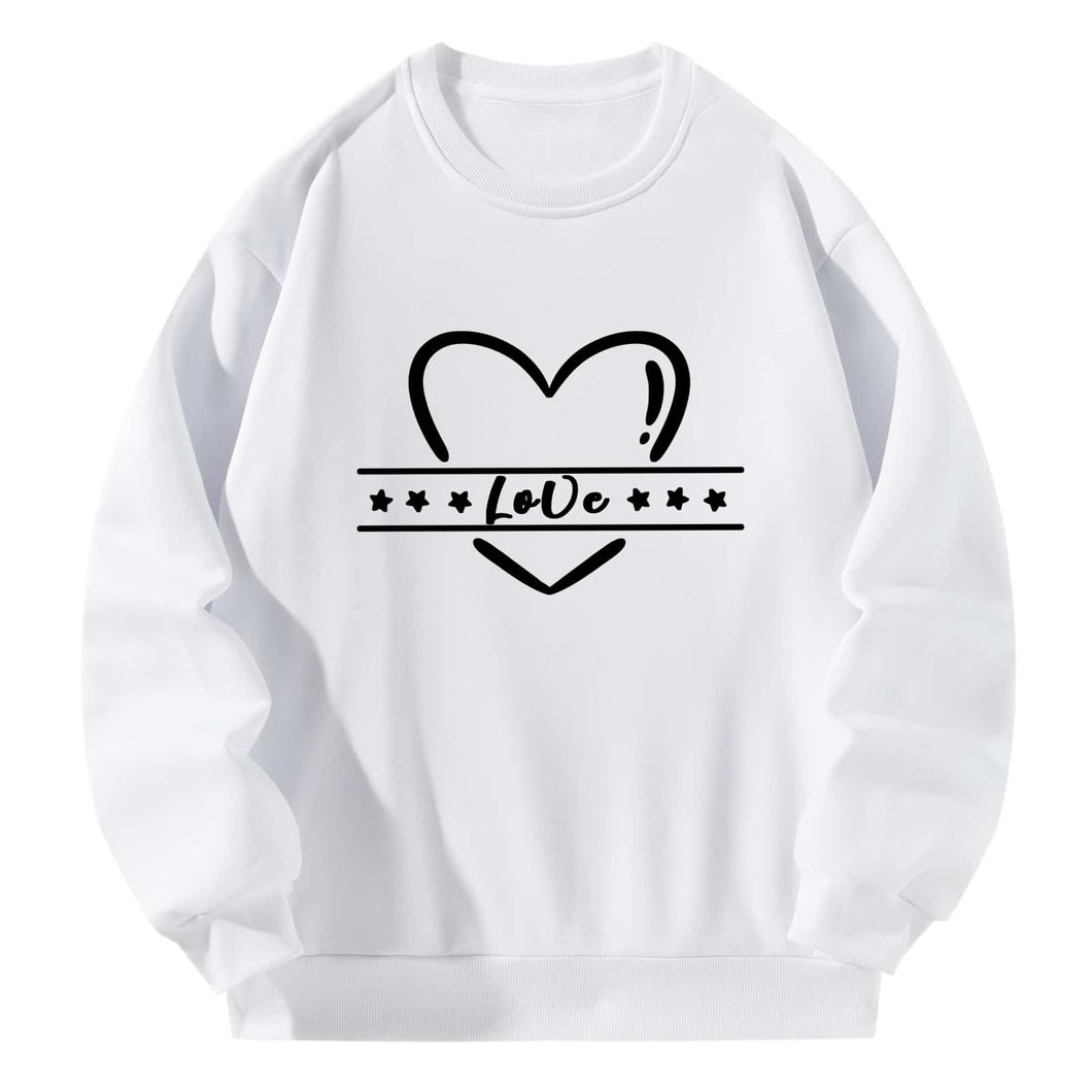 Women Crewneck Sweatshirt White Pullover Graphic Love Sweatshirt