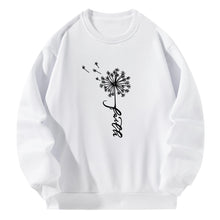 Load image into Gallery viewer,  Women Crewneck Sweatshirt White Pullover Graphic  Alphabets Faith Sweatshirt
