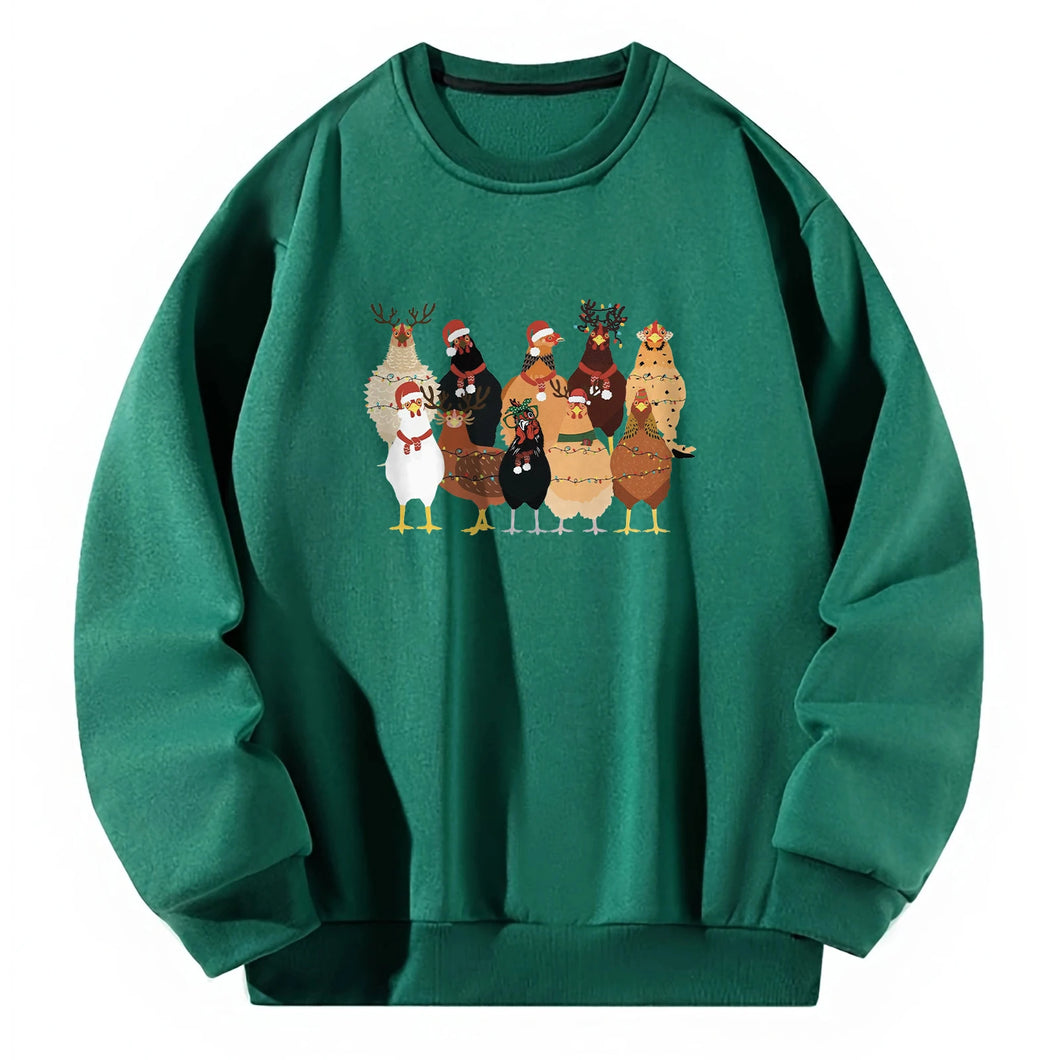 Women Crewneck Sweatshirt Green Pullover Graphic Christmas Animal Sweatshirt