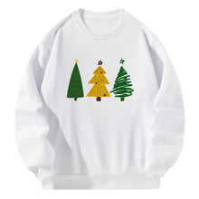 Load image into Gallery viewer, Women Crewneck Sweatshirt White Pullover Graphic Christmas Tree Sweatshirt

