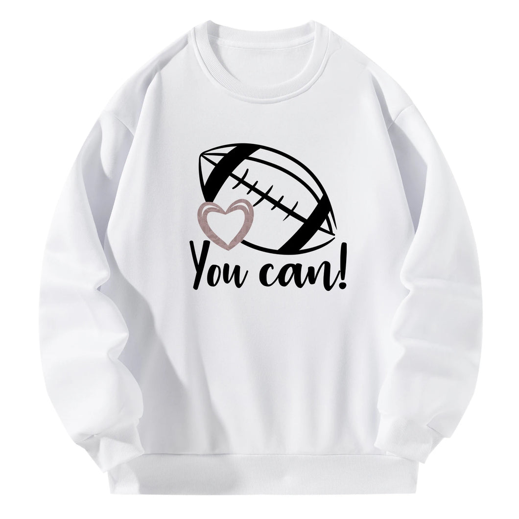 Women Crewneck Sweatshirt White Pullover Graphic Rugby Sweatshirt