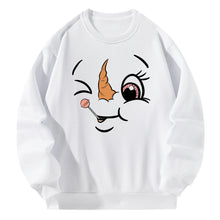 Load image into Gallery viewer, Women Crewneck Sweatshirt White Pullover Graphic Emote  Sweatshirt
