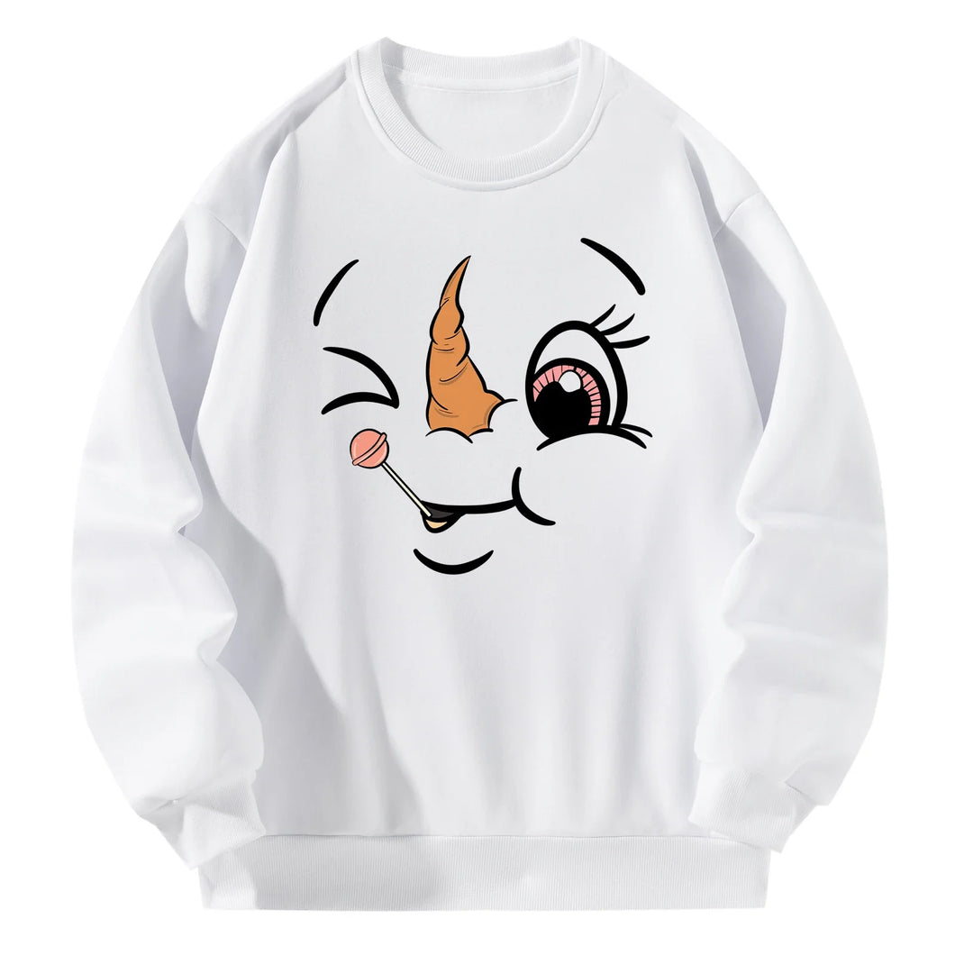 Women Crewneck Sweatshirt White Pullover Graphic Emote  Sweatshirt