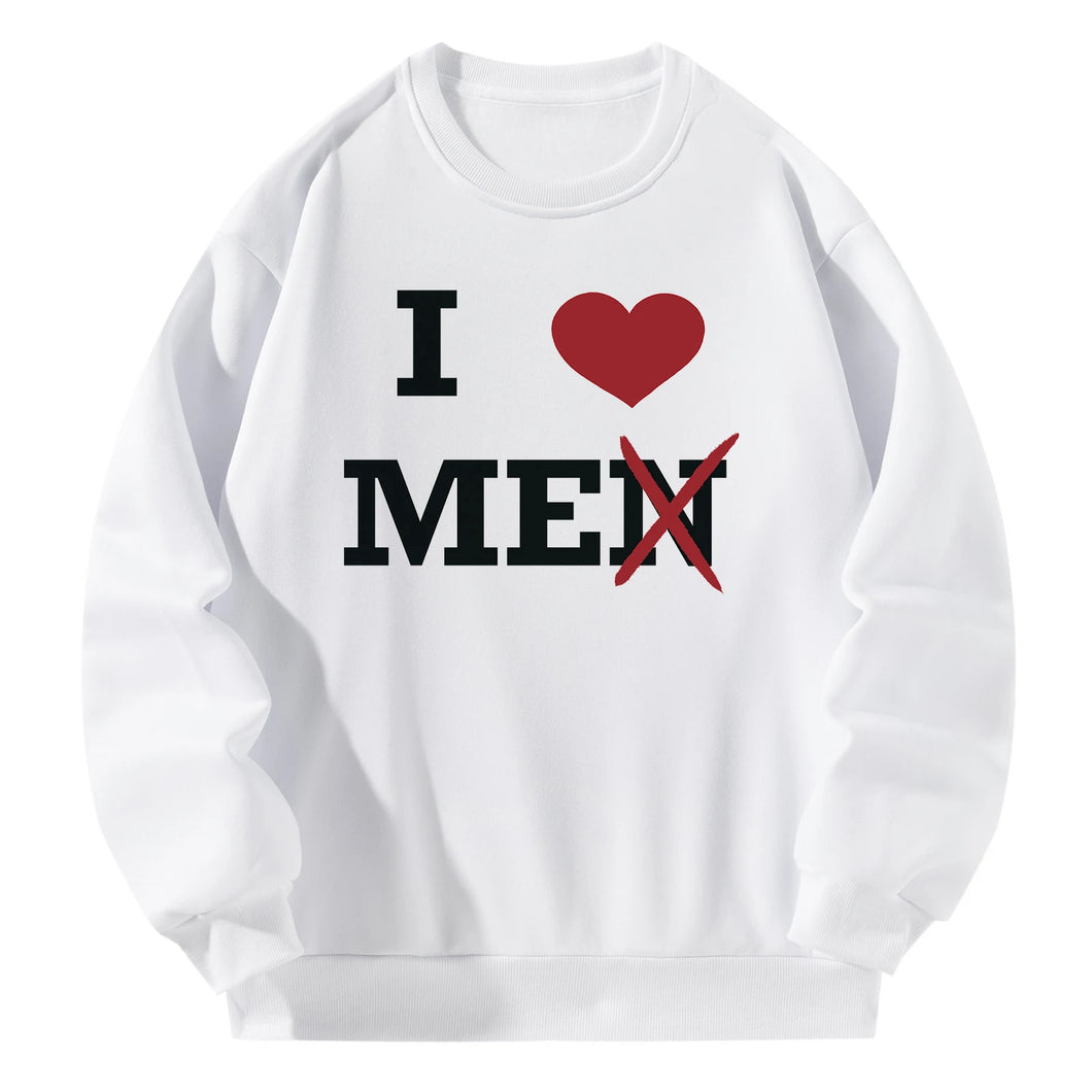  Women Crewneck Sweatshirt White Pullover Graphic Alphabets I  MEN  Sweatshirt