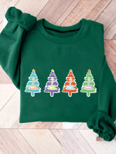 Load image into Gallery viewer, Women Crewneck Sweatshirt Gray Pullover Graphic Christmas Tree Sweatshirt
