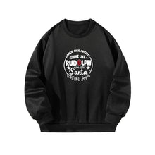 Load image into Gallery viewer, Women Crewneck Sweatshirt Black Pullover Graphic Alphabets Santa  Christmas Sweatshirt
