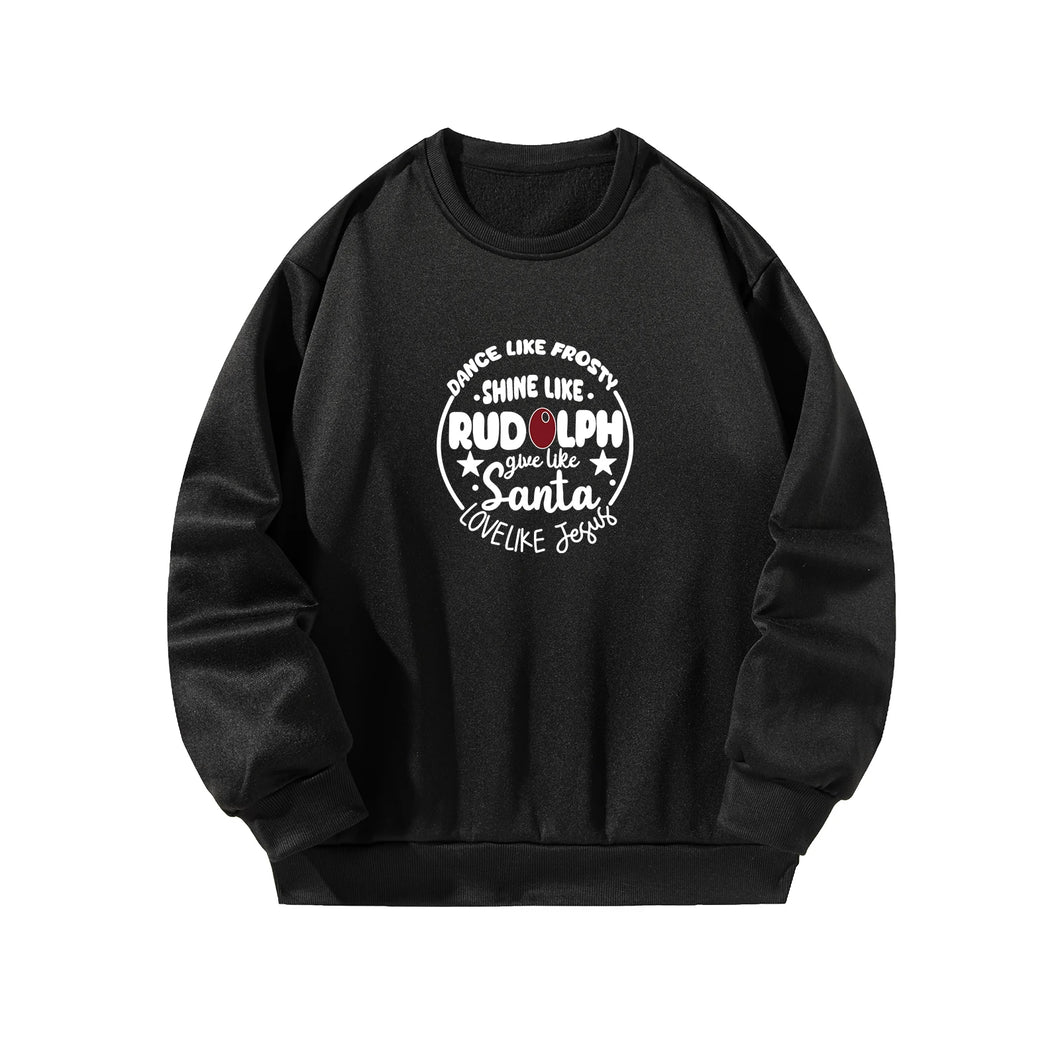 Women Crewneck Sweatshirt Black Pullover Graphic Alphabets Santa  Christmas Sweatshirt