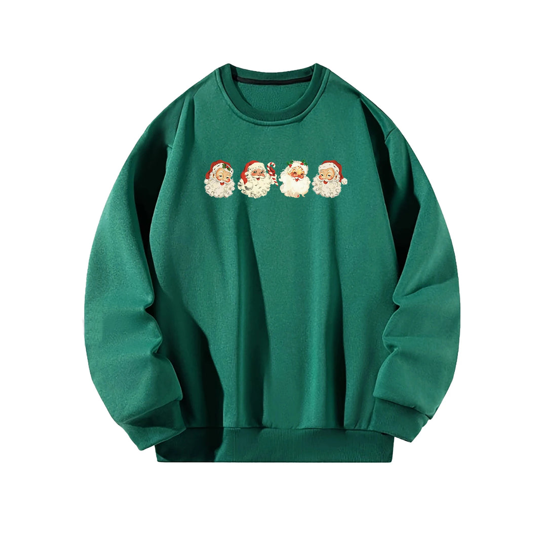 Women Crewneck Sweatshirt Green Pullover Graphic Santa Claus  Christmas Sweatshirt