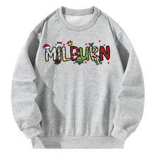 Load image into Gallery viewer, Women Crewneck Sweatshirt Gray Pullover Graphic Alphabets Christmas  MILBURN Sweatshirt

