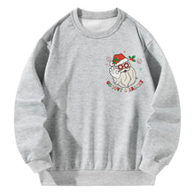 Load image into Gallery viewer, Women Crewneck Sweatshirt Gray Pullover Graphic Santa Claus Christmas Sweatshirt
