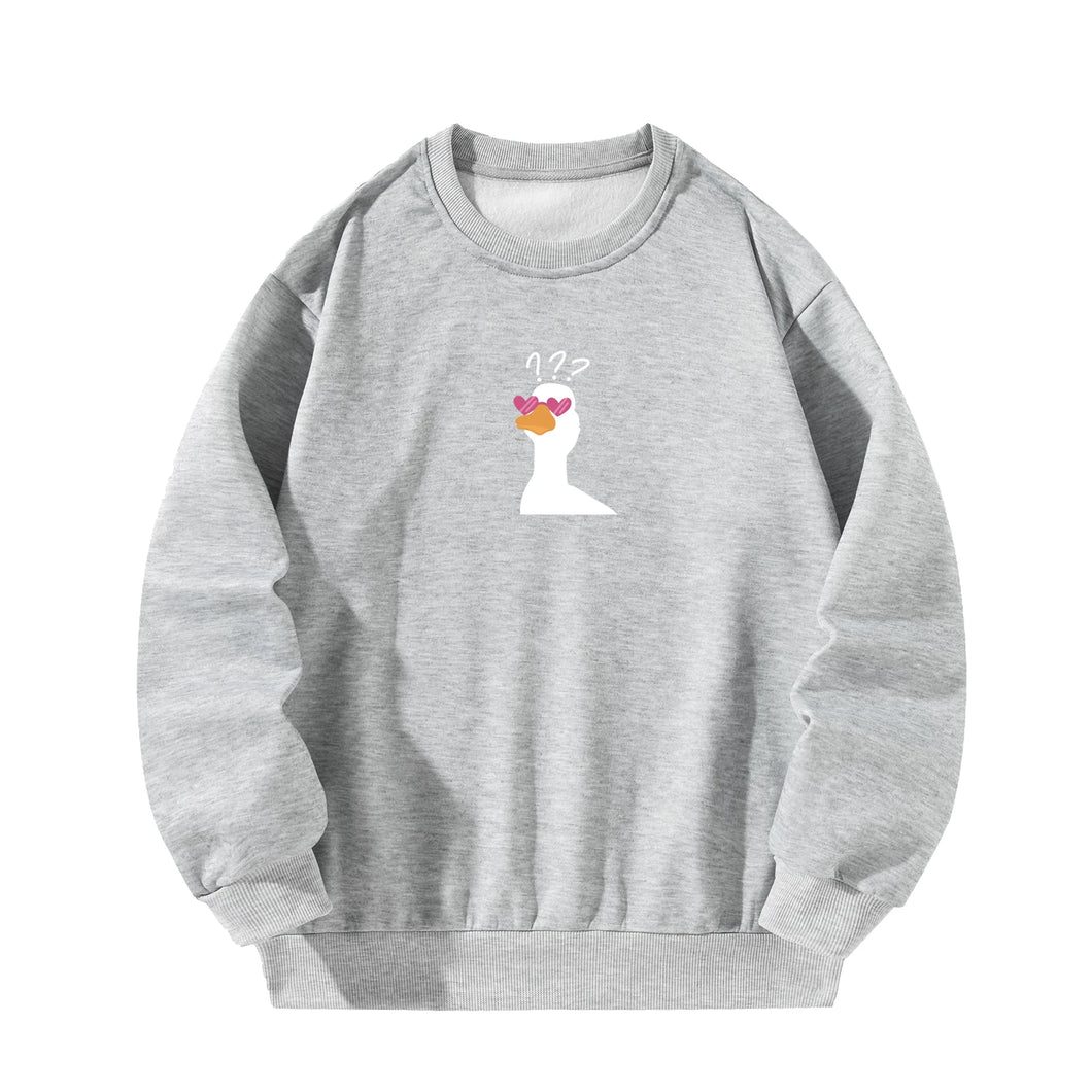 Women Crewneck Sweatshirt Gray Pullover Graphic Duck  Sweatshirt