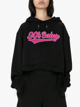 Load image into Gallery viewer, Women Cropped Sweatshirt Black Pullover Graphic Alphabets Baby Sweatshirt
