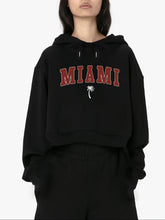 Load image into Gallery viewer, Women Cropped Sweatshirt Black Pullover Graphic Alphabets Miami City Sweatshirt
