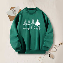 Load image into Gallery viewer, Women Crewneck Sweatshirt Green Pullover Graphic Tree Christmas Sweatshirt

