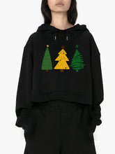 Load image into Gallery viewer, Women Cropped Sweatshirt Black Pullover Graphic Christmas Sweatshirt
