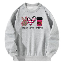 Load image into Gallery viewer,  Women Crewneck Sweatshirt Gray Pullover Graphic Coffee    Sweatshirt
