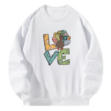 Load image into Gallery viewer, Women Crewneck Sweatshirt White Pullover Graphic Alphabets Love Sweatshirt

