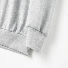 Load image into Gallery viewer, Women Crewneck Sweatshirt Gray Pullover Graphic Alphabets COW CICL Sweatshirt
