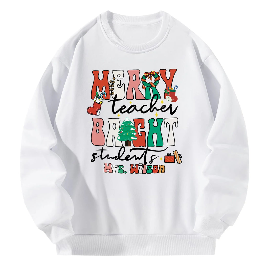  Women Crewneck Sweatshirt White Pullover Graphic  Alphabets Christmas  Sweatshirt