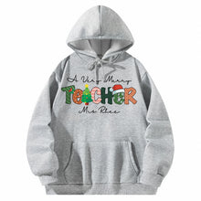 Load image into Gallery viewer, Women Hoody Sweatshirt Gray Pullover Graphic Alphabets Teacher Christmas Sweatshirt
