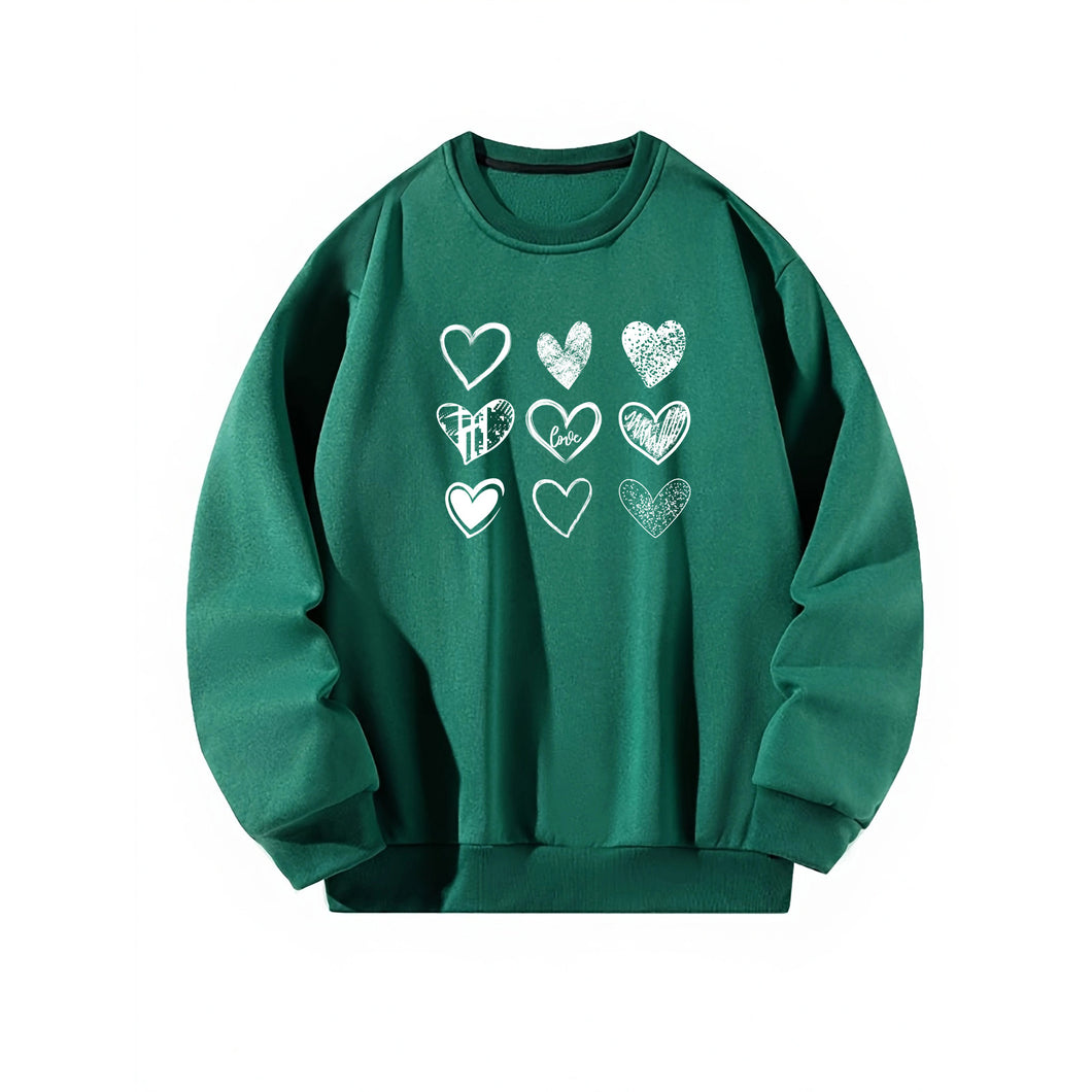  Women Crewneck Sweatshirt Green Pullover Graphic Love   Sweatshirt