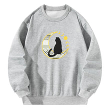 Load image into Gallery viewer, Women Crewneck Sweatshirt Gray Pullover Graphic Puss Sweatshirt
