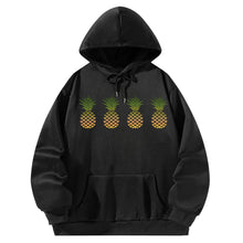 Load image into Gallery viewer, Women Hoody Sweatshirt Black Pullover Graphic Pineapple Sweatshirt
