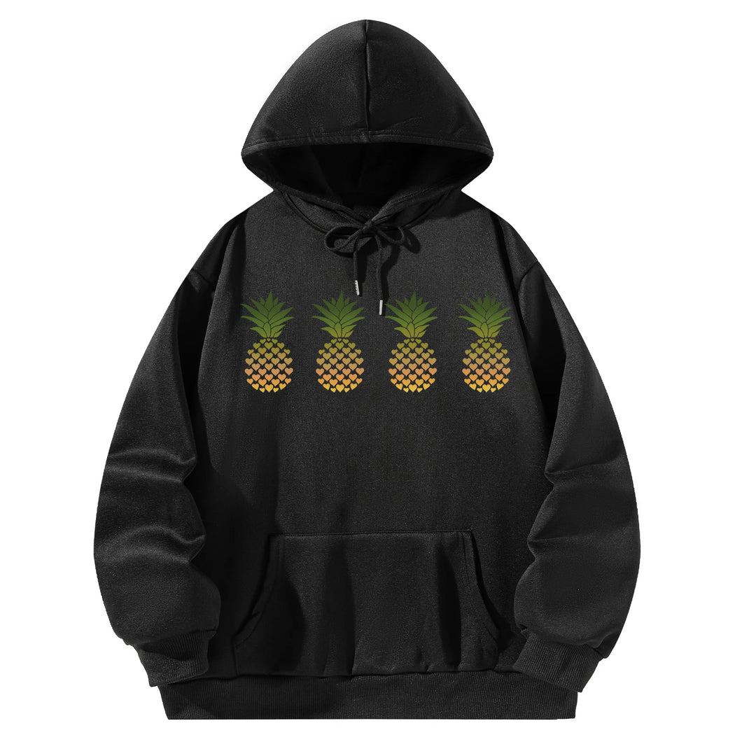 Women Hoody Sweatshirt Black Pullover Graphic Pineapple Sweatshirt