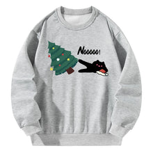 Load image into Gallery viewer, Women Crewneck Sweatshirt Gray Pullover Graphic Christmas Tree Sweatshirt
