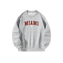 Load image into Gallery viewer, Women Crewneck Sweatshirt Gray Pullover Graphic Alphabets City MIAMI Sweatshirt
