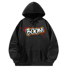 Load image into Gallery viewer, Women Hoody Sweatshirt Black Pullover Graphic Alphabets BOOM Sweatshirt
