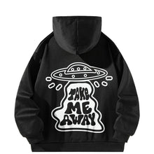 Load image into Gallery viewer, Women Hoody Sweatshirt Black Pullover Graphic UFO Sweatshirt
