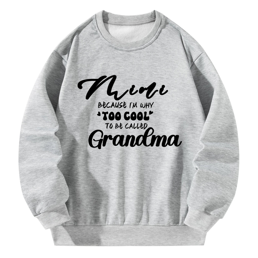 Women Crewneck Sweatshirt Gray Pullover Graphic Alphabets Grandma Sweatshirt