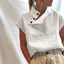Load image into Gallery viewer, Women Summer Blouses Fashion Cotton Linen Blusas Lightweight White Shirt Casual Chic Tunic Tops Oversized Clothing
