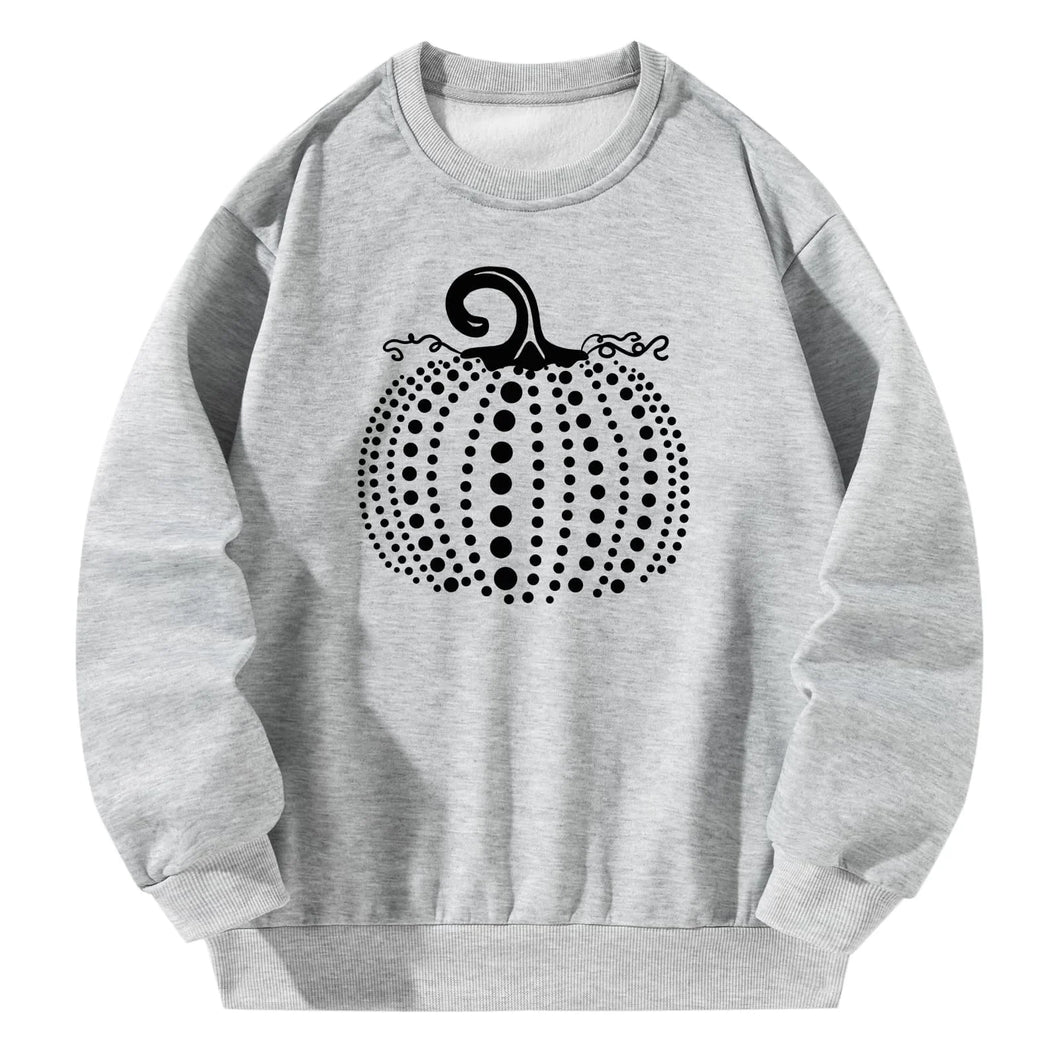 Women Crewneck Sweatshirt Gray Pullover Graphic Pumpkin Sweatshirt