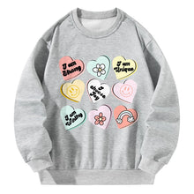 Load image into Gallery viewer, Women Crewneck Sweatshirt Gray Pullover Graphic Love Sweatshirt
