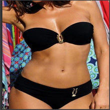 Load image into Gallery viewer, Ring Linked Ruched 2 Pics Bikini Swimsuit
