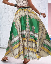 Load image into Gallery viewer, Multicolor Boho Print Elastic High Waist Pleated A Line Maxi Skirt
