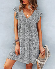 Load image into Gallery viewer, Flower Printed Short Sleevel Mini V Neck Casual Dresses
