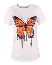 Load image into Gallery viewer, Round Neck Short Sleeve Butterfly Pattern Loosen Daily T-shirts
