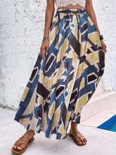Load image into Gallery viewer, Square Pattern Elastic High Waist Multicolor Pleated A Line Maxi Skirt
