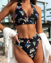 Load image into Gallery viewer, Butterfly Print Lace up Sexy Swimsuit
