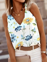 Load image into Gallery viewer, Floral Print Knotted Detail V-Neck Tank Top
